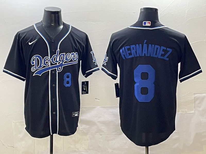 Men Los Angeles Dodgers #8 Hernandez Black blue Three generations Nike 2025 MLB Jersey style 3->los angeles dodgers->MLB Jersey